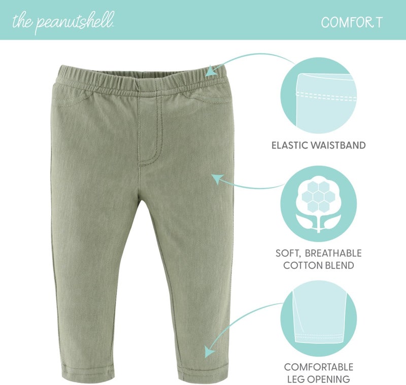 The Peanut Shell Baby Boys or Girls Jeggings Set of 4, Soft Stretchy Pants, Leggings, Infant & Toddler Clothes, Neutral - Image 2